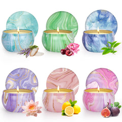 Six-pack scented candles gift set for women in decorative packaging