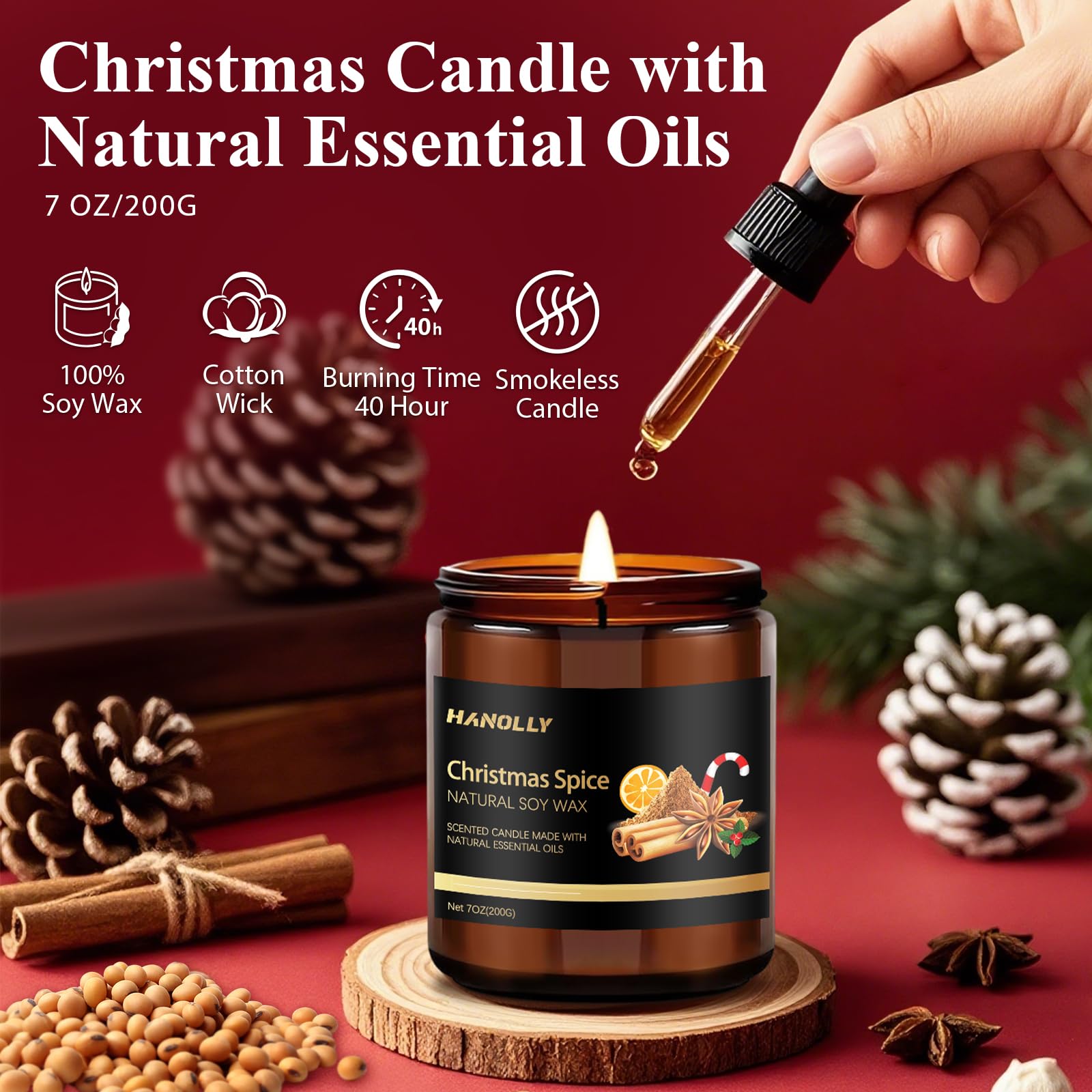 Soy candle with Jingle Bells scent label