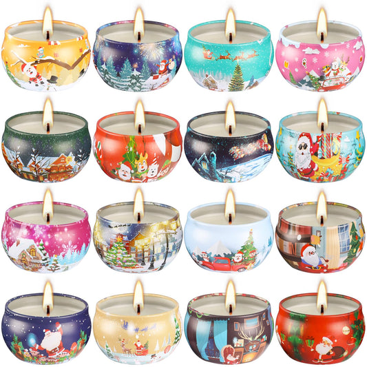 Assorted 16 fragrances in a Christmas scented candle gift set