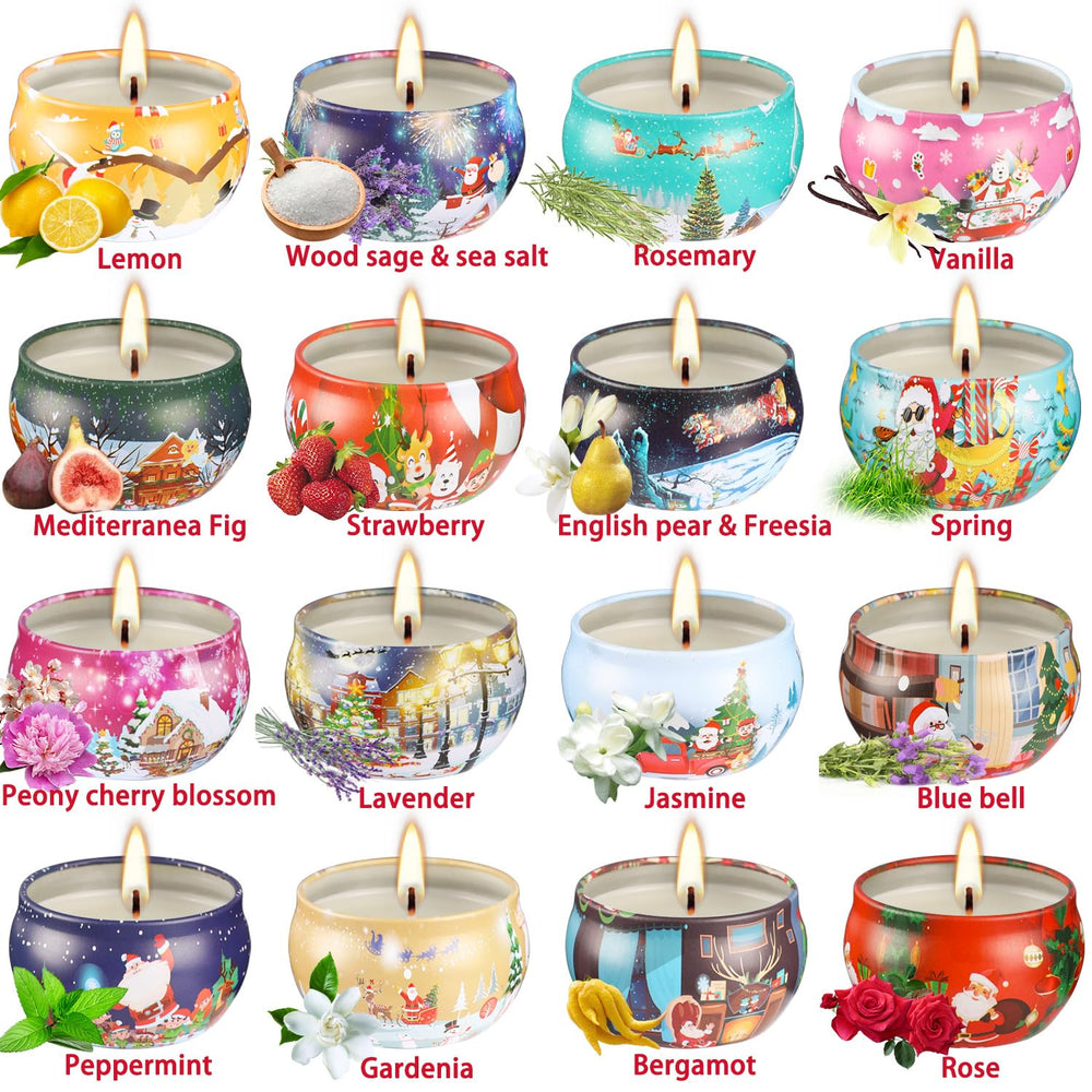Elegant holiday packaging for the 16pc candle gift set