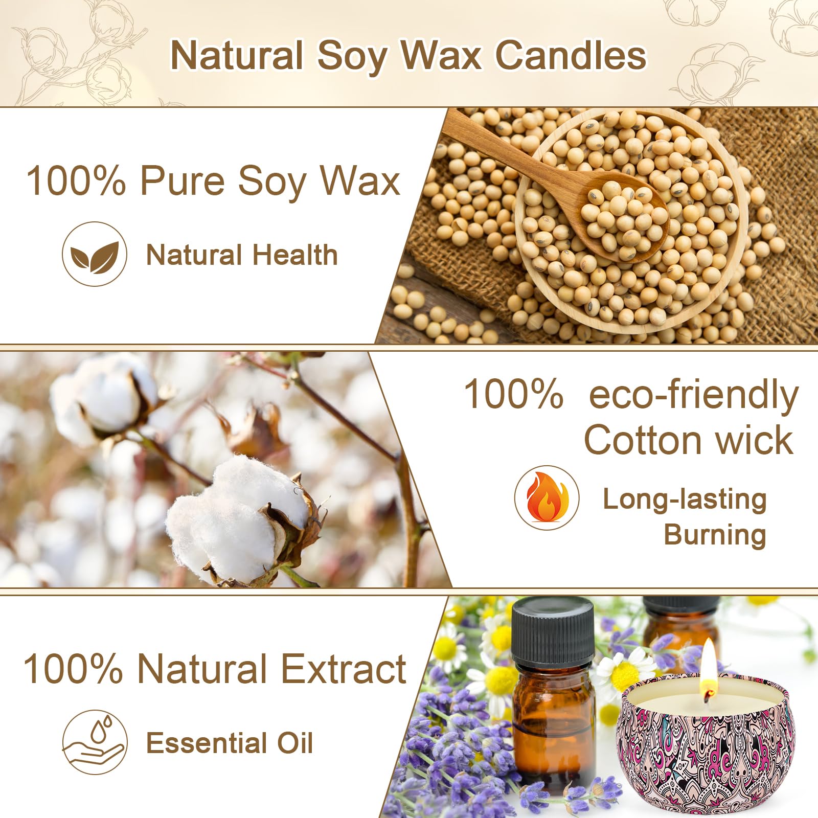Mint and lemon scented soy candle from the four-pack