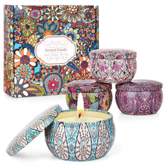 Four-pack scented candles gift set for women in a textured jar