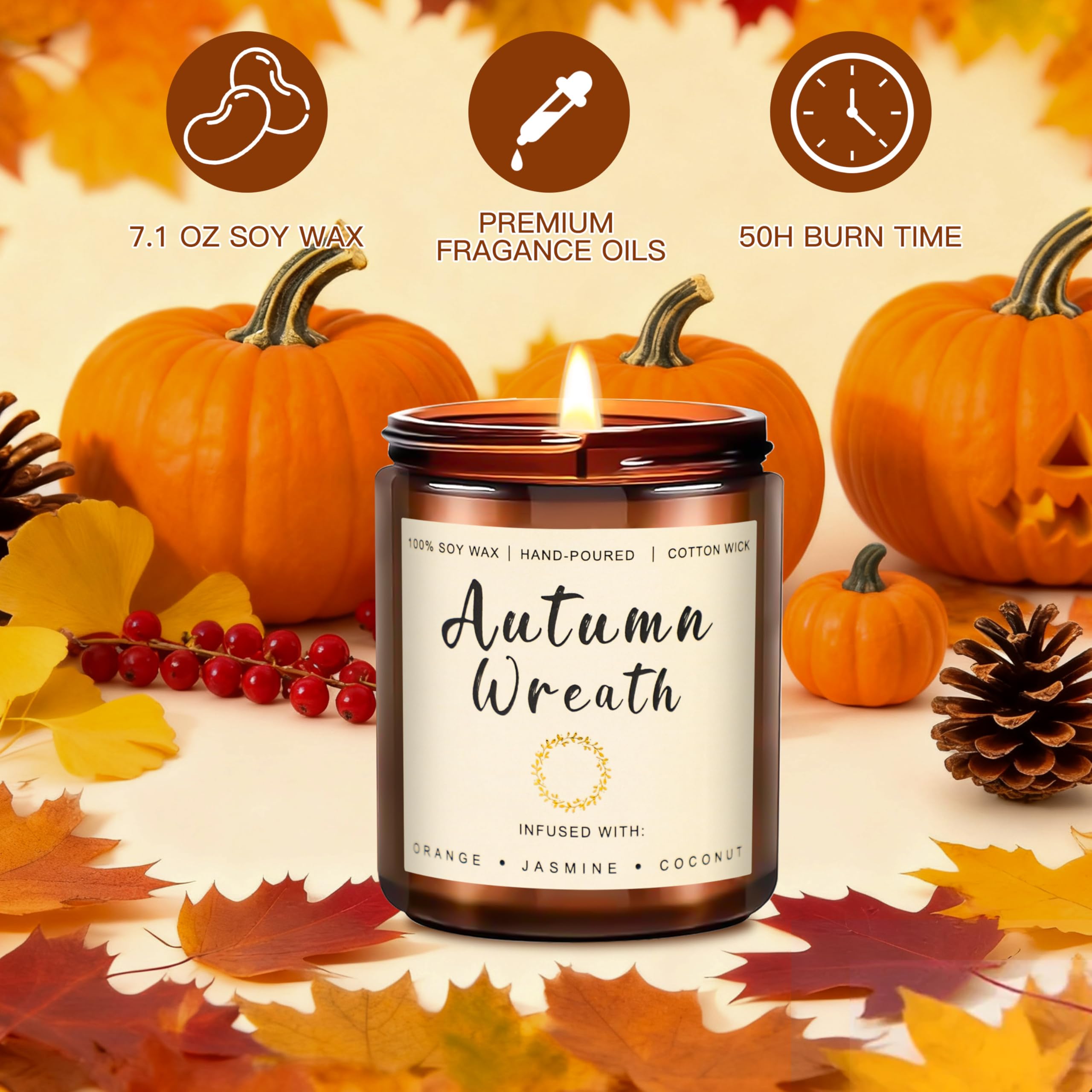 Vanilla Balsam scented candle in amber jar