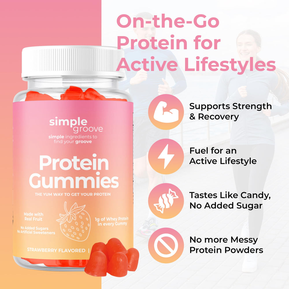 Candy-like texture of Simple Groove Protein Gummies.