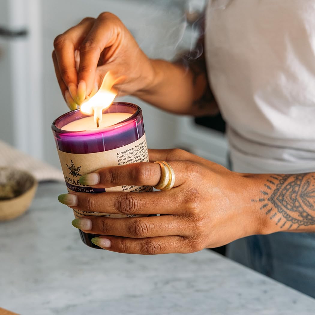 Two-pack Cannabolish Lavender Candle with natural ingredients