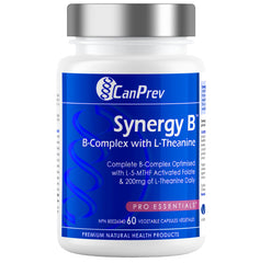 CanPrev Synergy B Complex bottle front label with L-Theanine