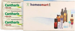 Cantharis 30C homeopathy pellets in a glass vial, pack of 3