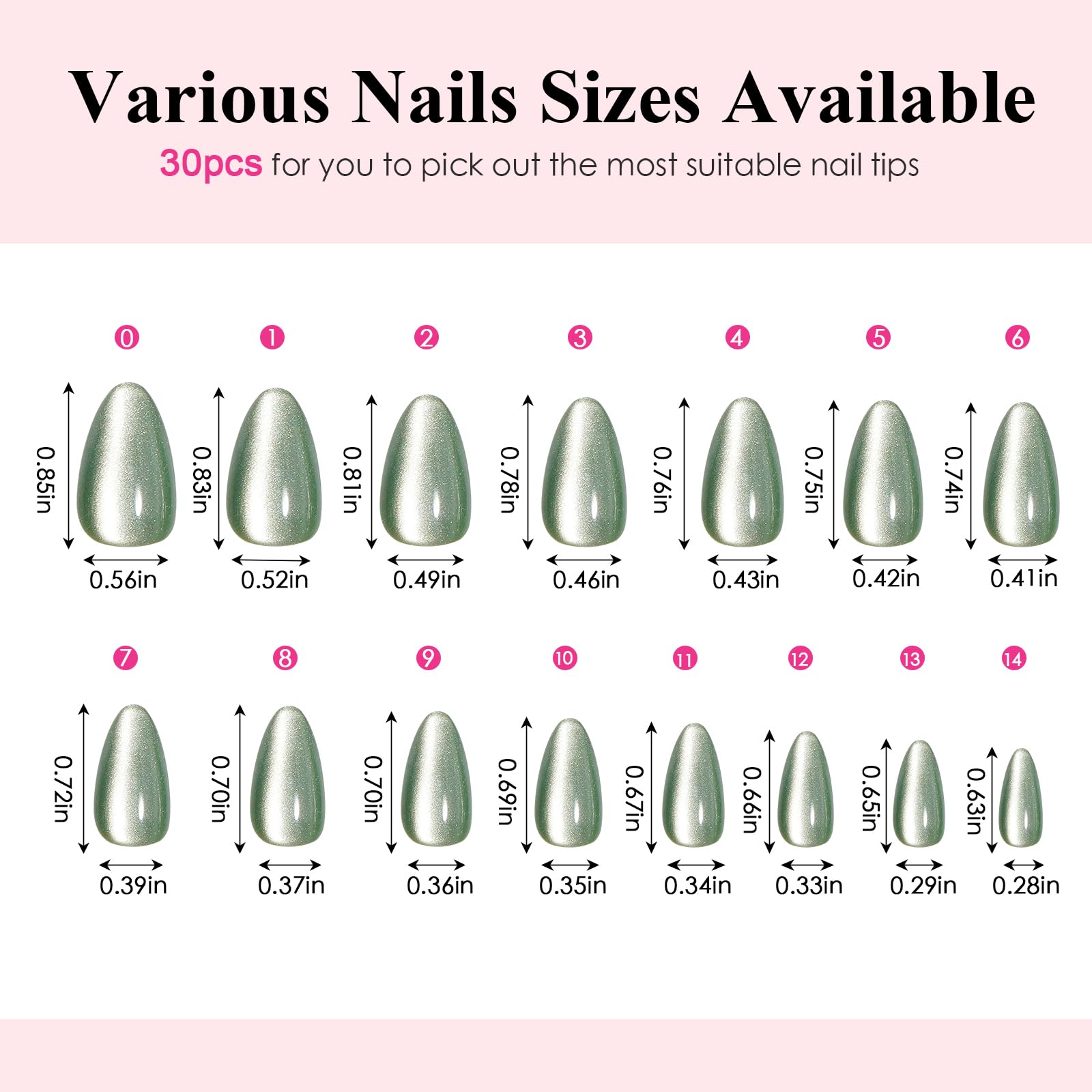 Canvalite cat eye nails short almond green quick manicure option