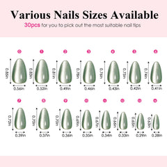 Canvalite cat eye nails short almond green quick manicure option