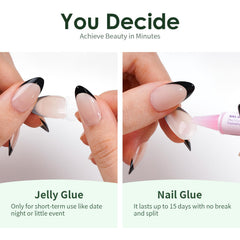 Canvalite cat eye nails short almond green includes glue remover