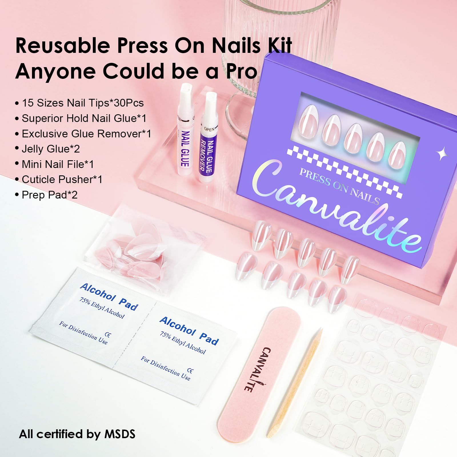 CANVALITE durable acrylic press-ons offer lightweight wear and easy removal.