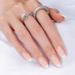 Canvalite French Tip Nails 30pcs almond shape for at-home salon manicure