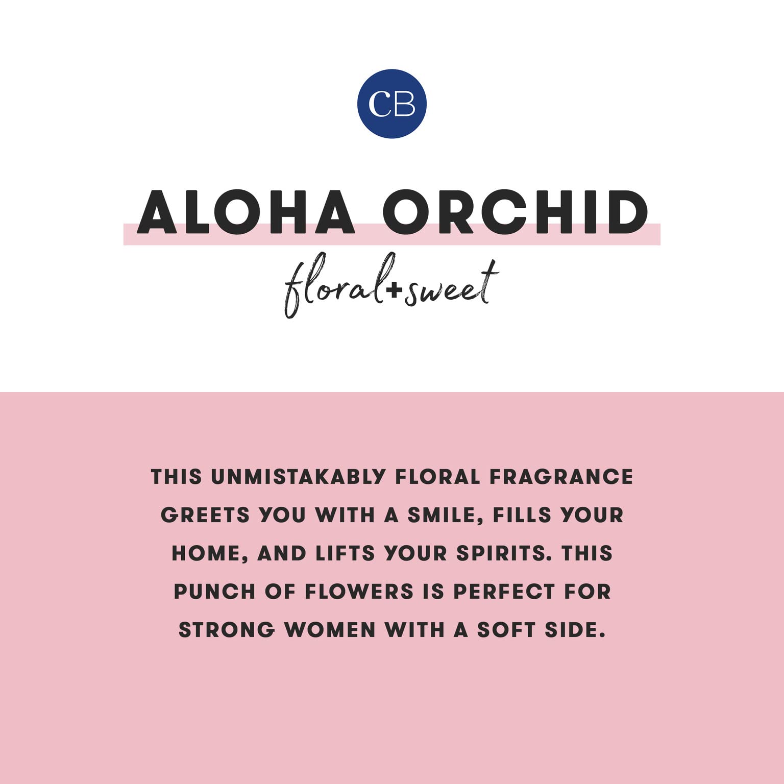 Aloha Orchid candle label showing orchid, jasmine, gardenia notes