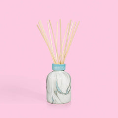 Top view of Capri Blue Blue Jean Marble diffuser with sticks