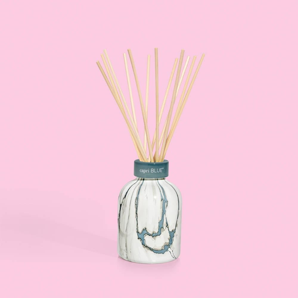 Capri Blue Volcano label and notes on the marble diffuser