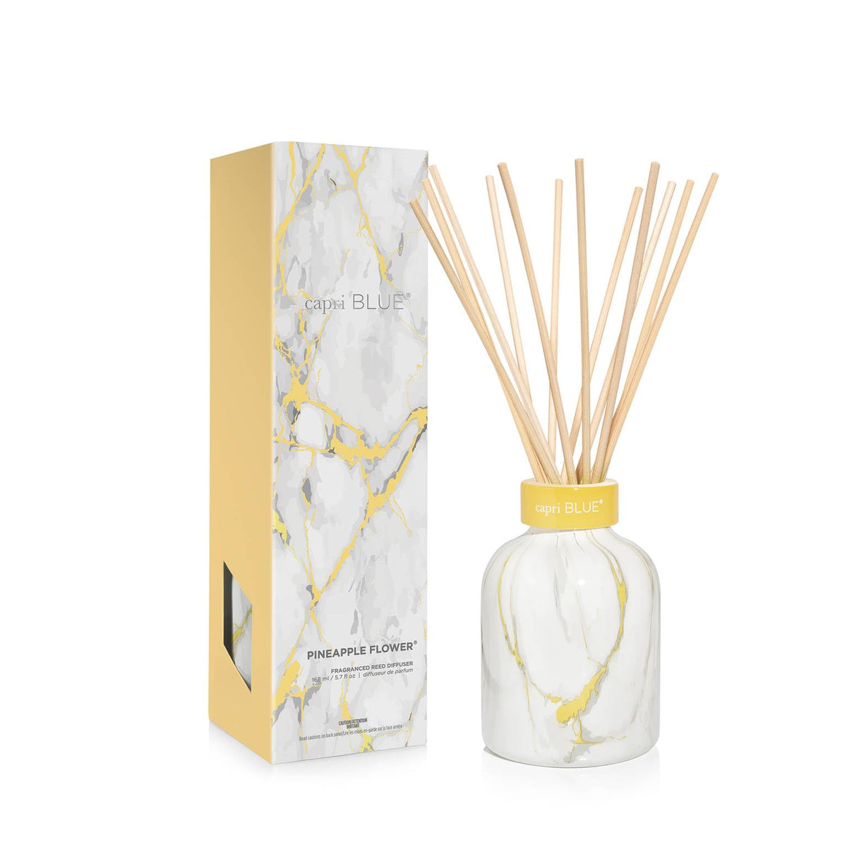 Capri Blue Modern Marble Reed Diffuser Set with glass bottle
