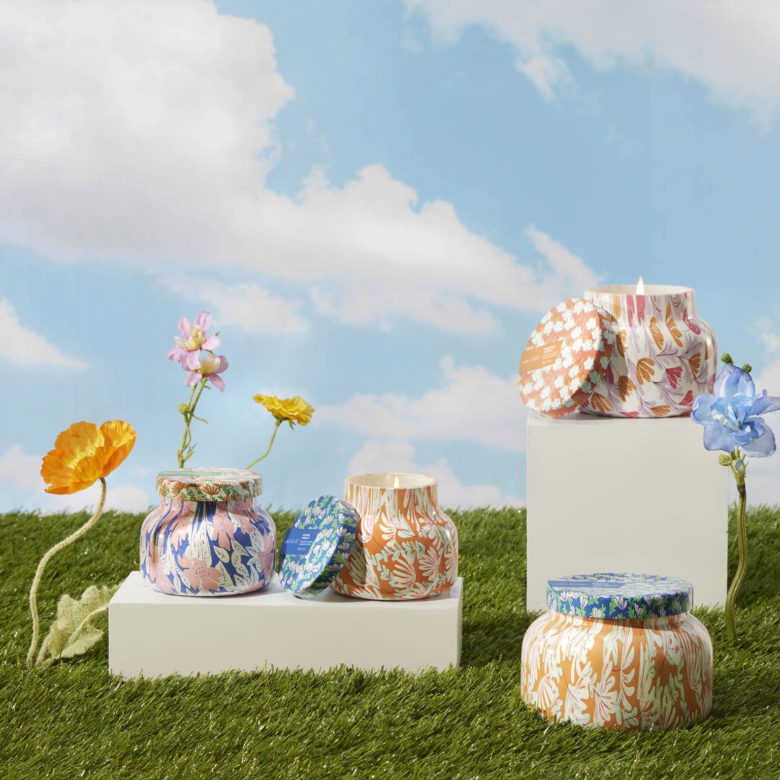 Pattern Play collection packaging for Capri Blue candles