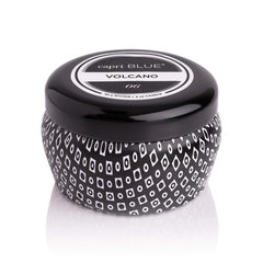 Capri Blue Volcano mini tin candle 3oz black jar - front view
