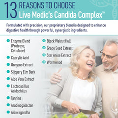 Caprylic acid and grape seed extract supporting digestive and Candida health