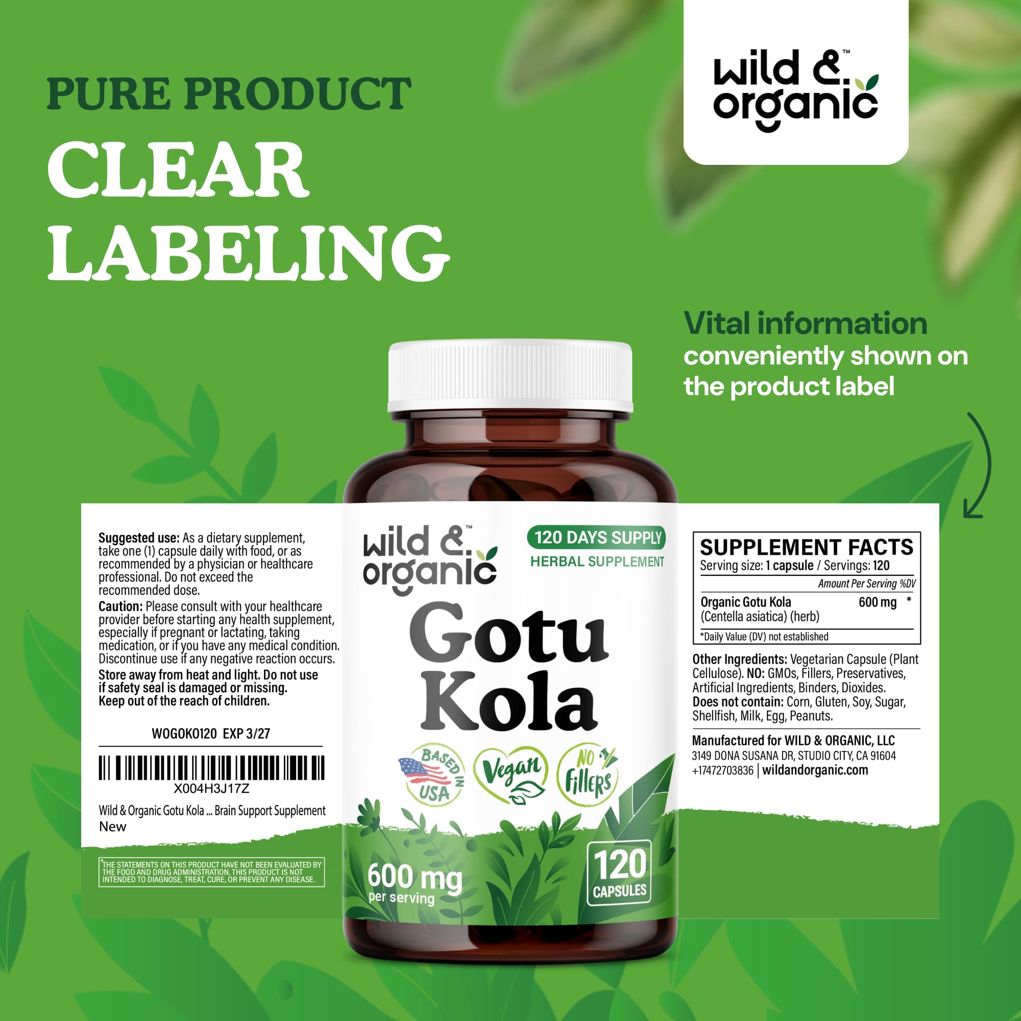 Close-up view of a single gotu kola capsule
