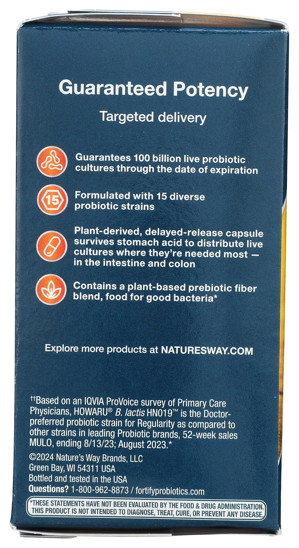 Capsule delivering probiotics past stomach acid to the intestine