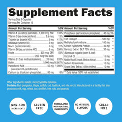 Capsules inside a bottle for biotin, collagen and keratin