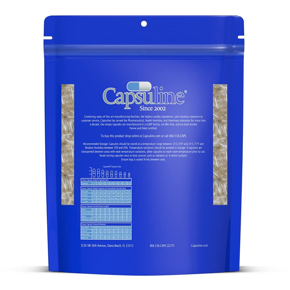 Close-up of Capsuline Size 2 clear empty gelatin capsule