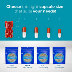 Capsuline Size 2 clear empty gelatin capsules in a box