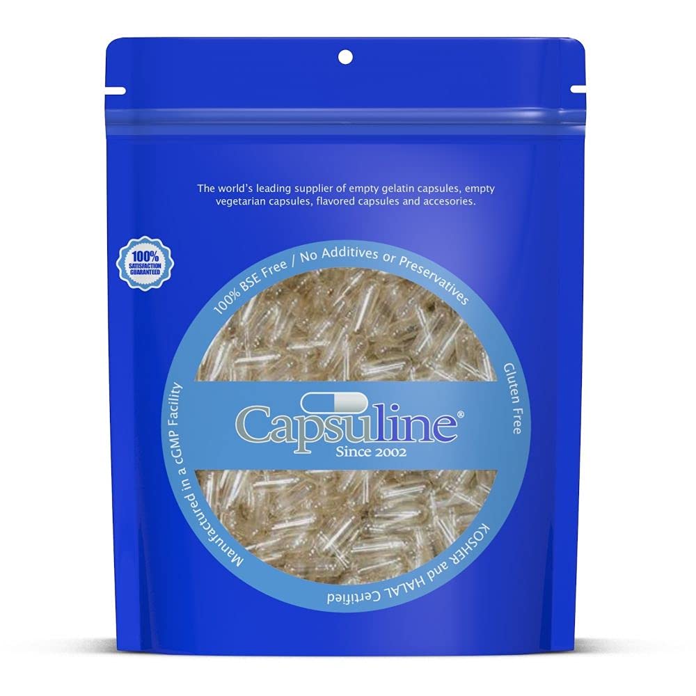 Capsuline Size 2 clear empty gelatin capsules, 1000-count