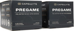 Capsulyte Pregame box packaging ready for a night out and smoother morning