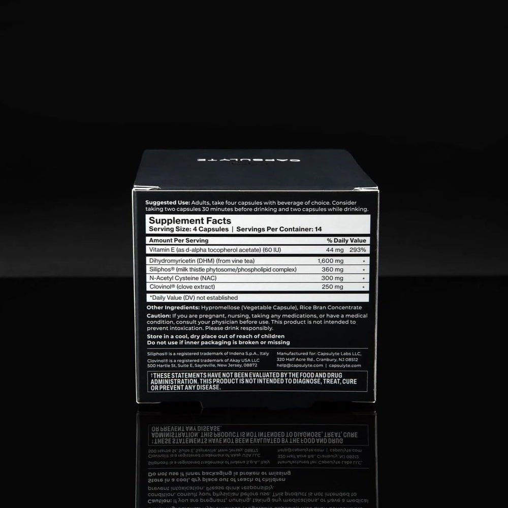 Capsulyte Pregame certification badge and lab-inspired display