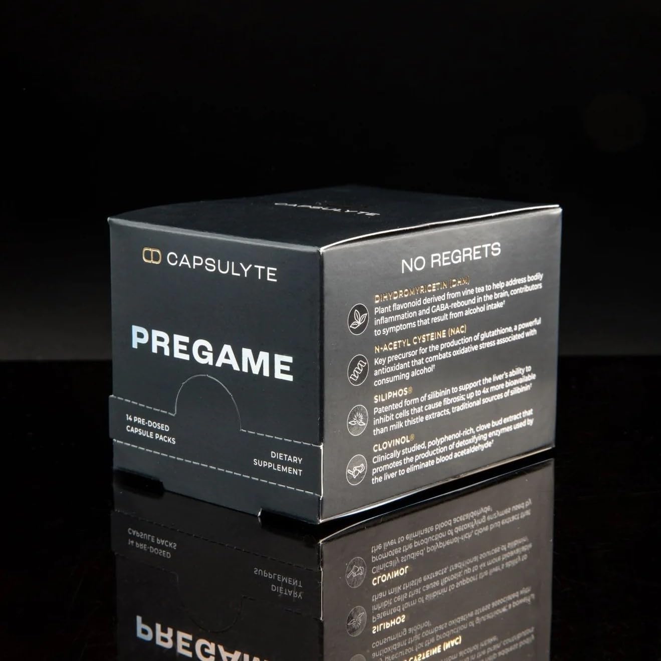 Capsulyte Pregame alongside a hydration packet illustrating synergy for evenings