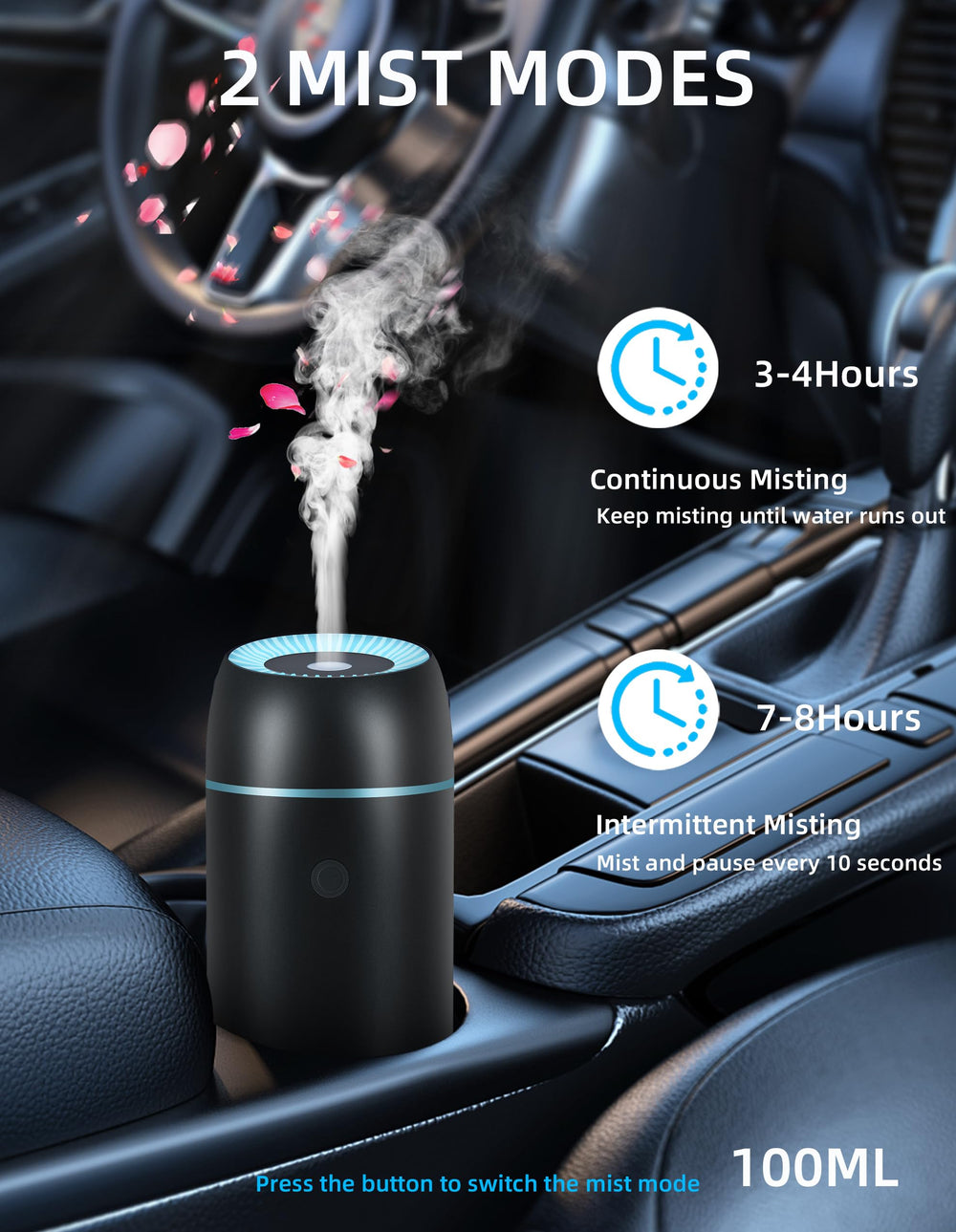 Ultrasonic mist emitting from the diffuser