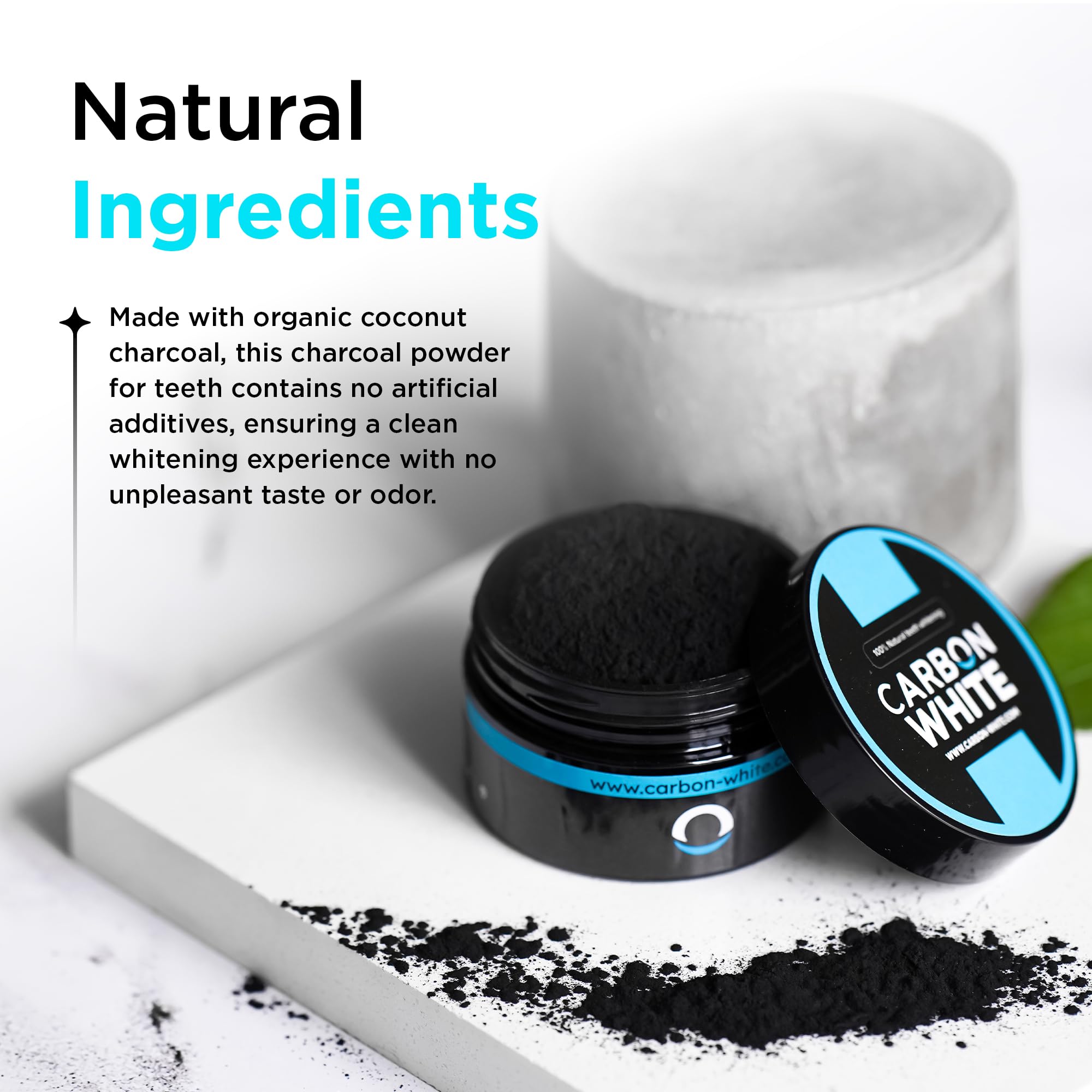 Peroxide-free, tasteless and odorless whitening powder