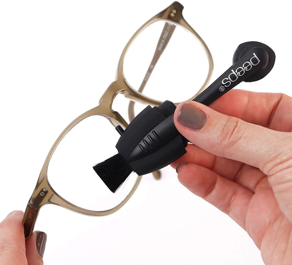 NASA-exclusive Peeps cleaner being used on glasses