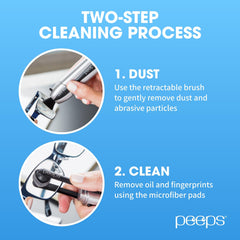 Portable Peeps cleaner for on-the-go lens cleaning