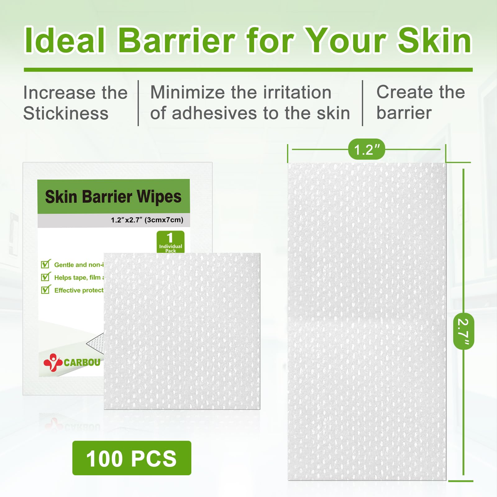 Carbou Skin Barrier Wipe closeup shows soft fabric forming barrier