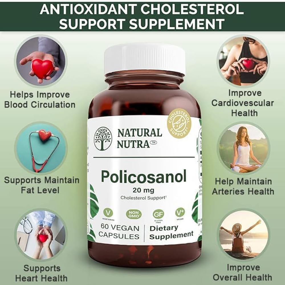 Graphic representing cardiovascular health and policosanol benefits.