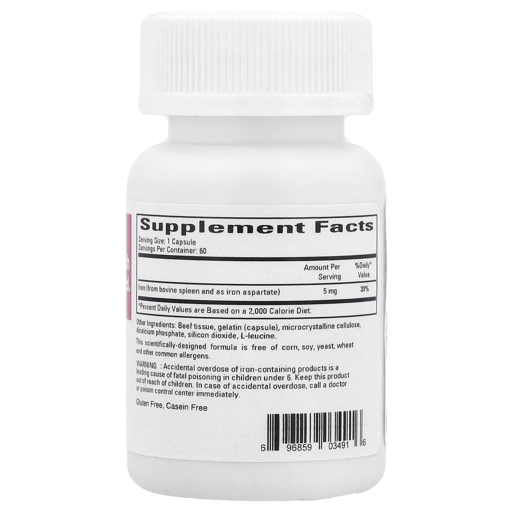 Close-up of 5 mg ferritin capsules for iron supplement