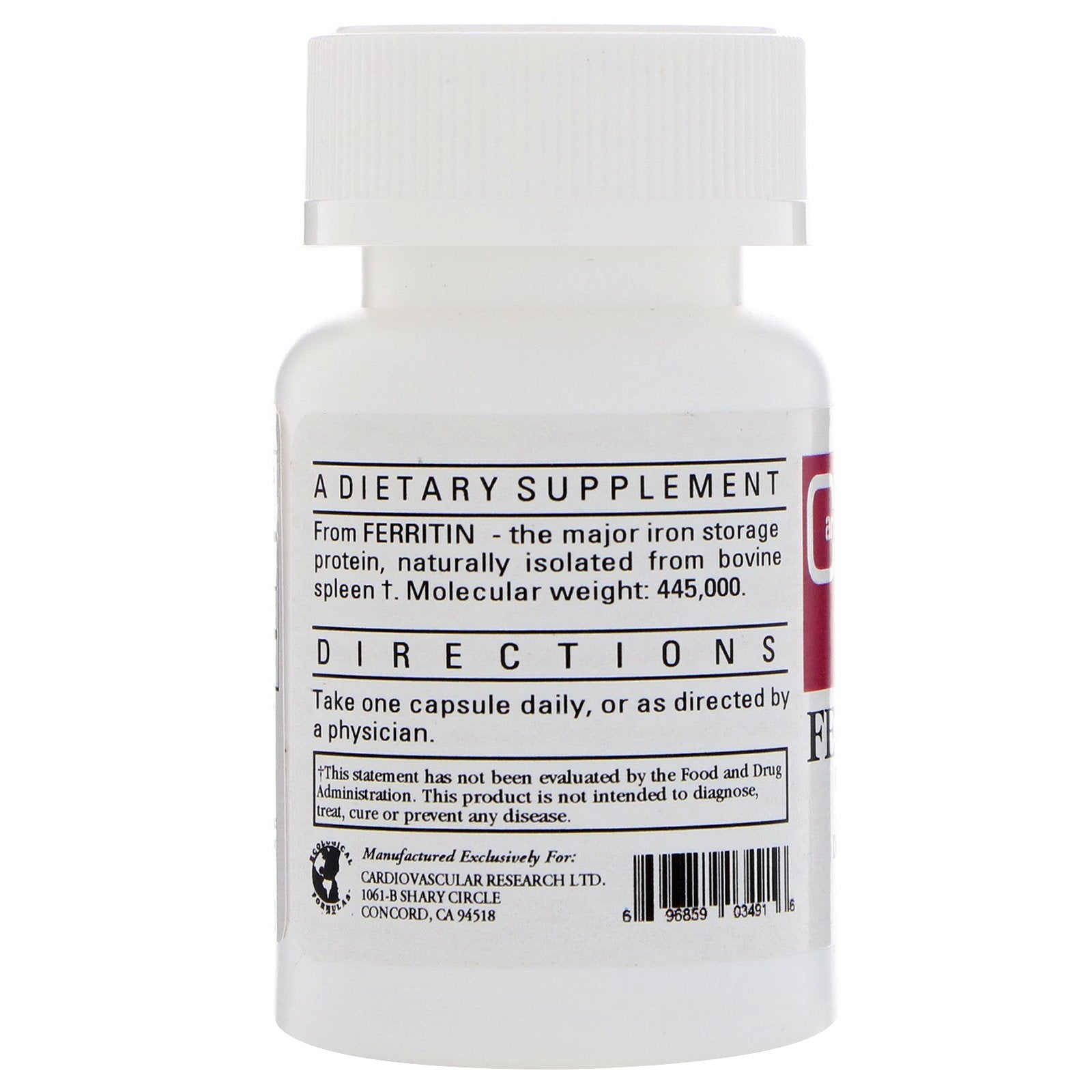 Packaging for Cardiovascular Research Ferritin Capsules 60 Count