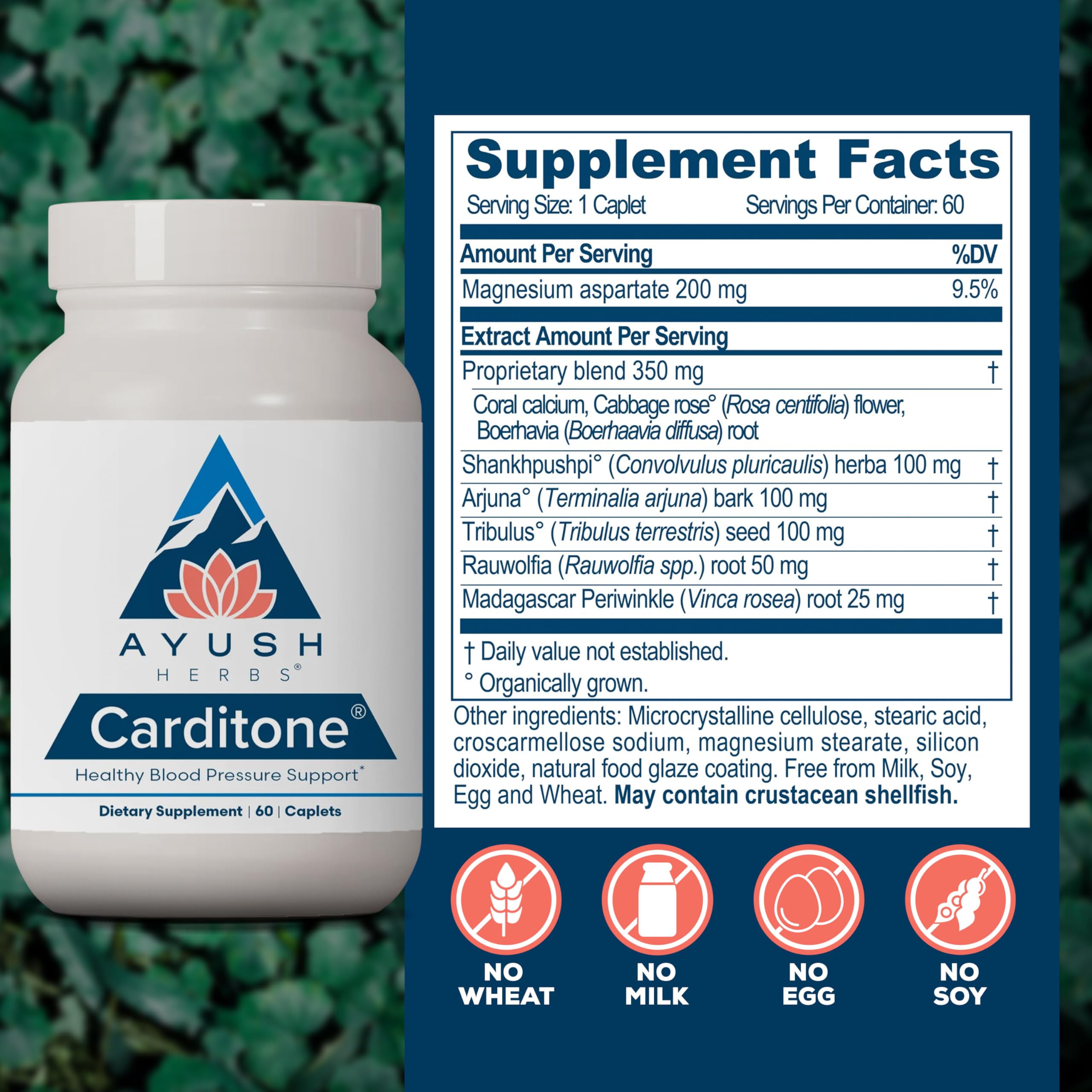 Rauwolfia, Arjuna, calcium and magnesium ingredients