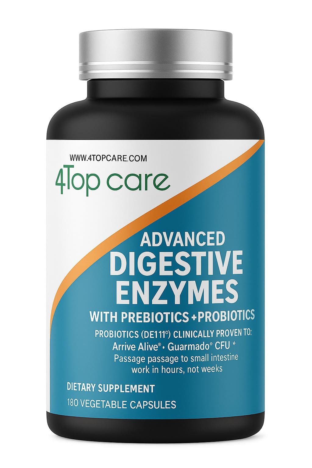 Bottle of 4 TOP CARE H4U Digestive Enzymes with Probiotics and Prebiotics