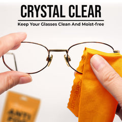 Lens after cleaning showing clear view with anti-fog cloth