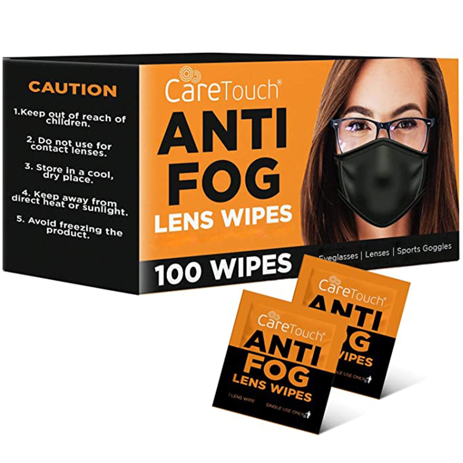 Care Touch Anti-Fog Wipes packaging box