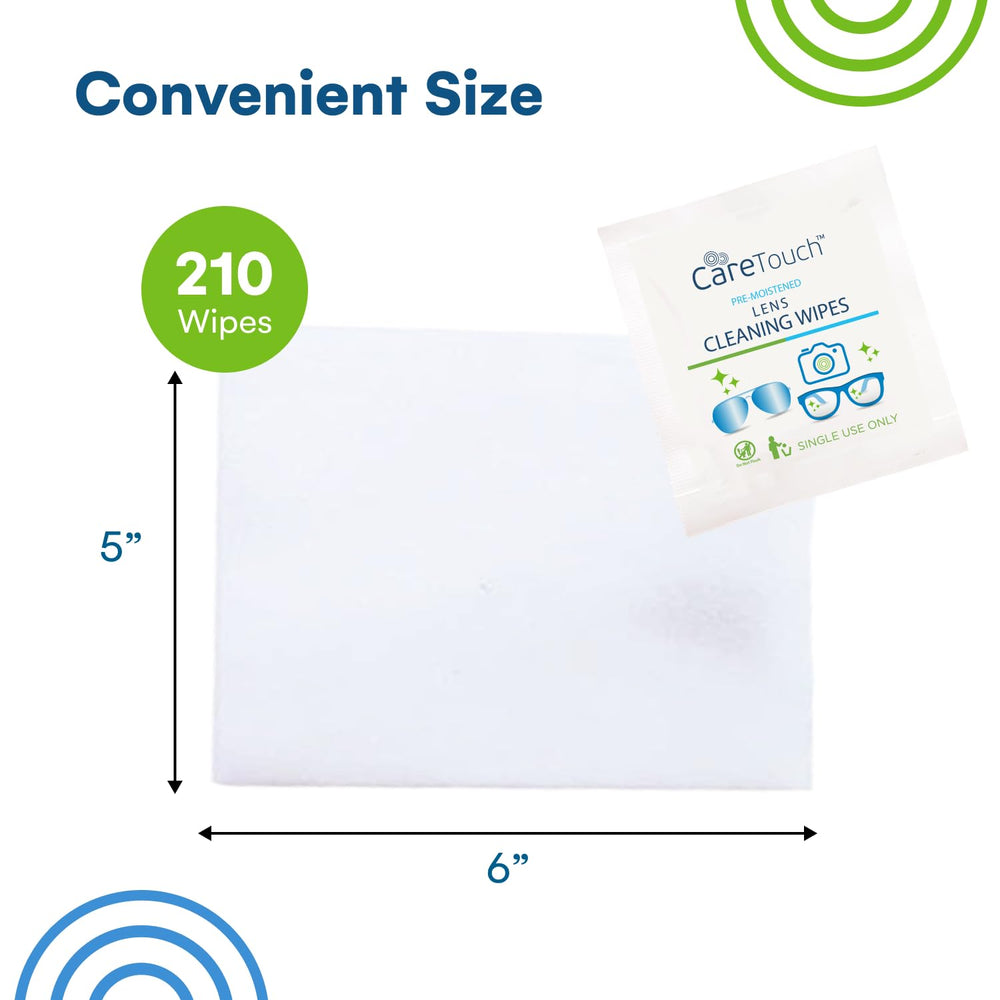 Cleaning eyeglasses with a Care Touch wipe