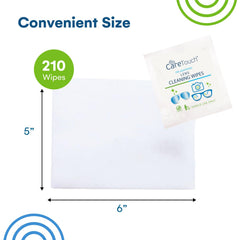 Cleaning eyeglasses with a Care Touch wipe