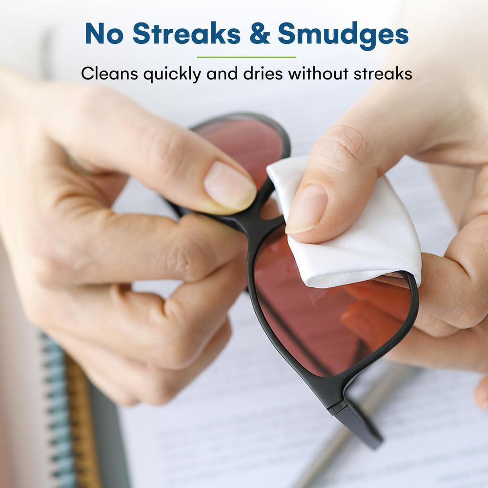 Cleaning sunglasses with Care Touch lens wipes