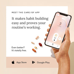 Care/of app interface showing wellness tracking