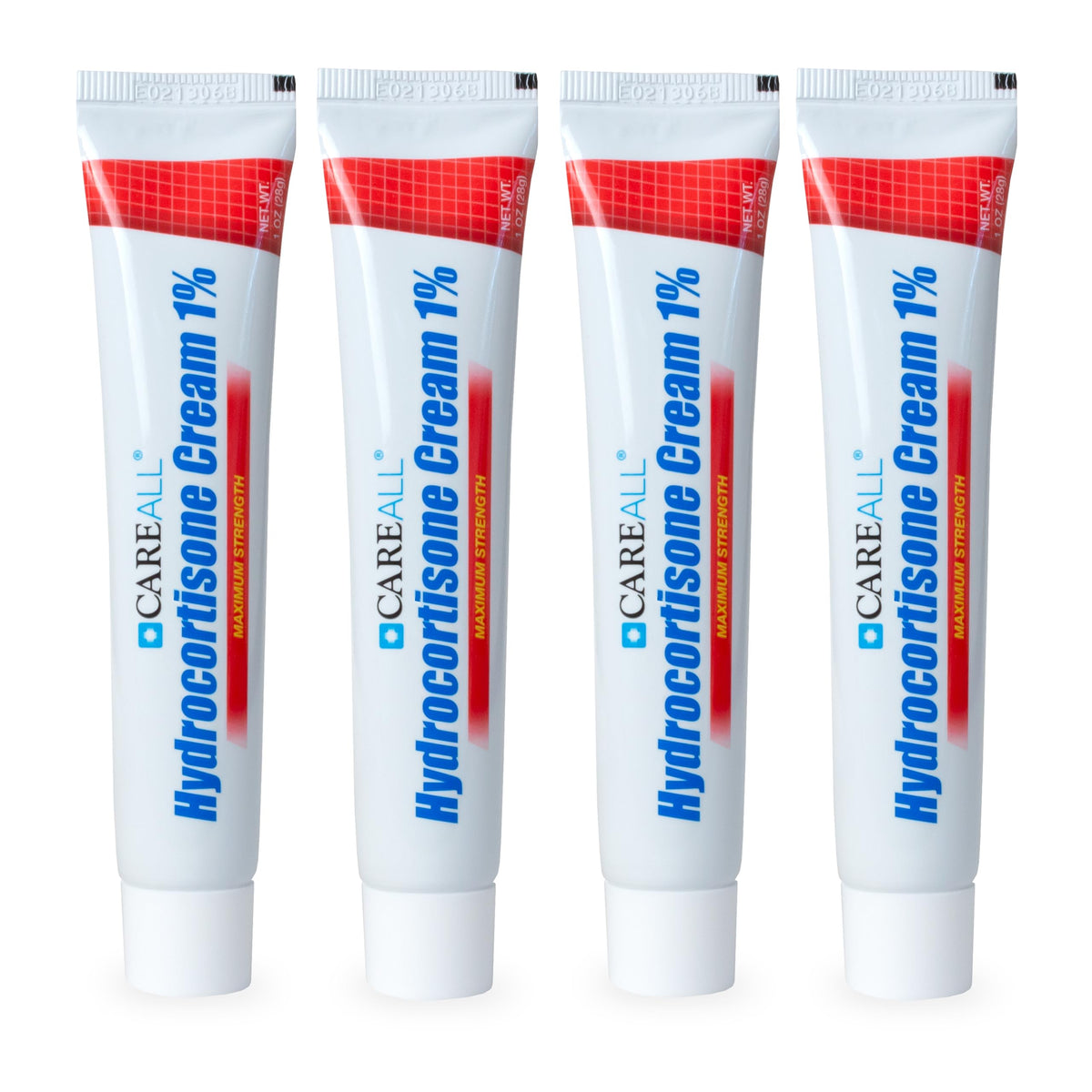 CareAll Hydrocortisone 1% tube pack-4 closeup for itchy skin relief.