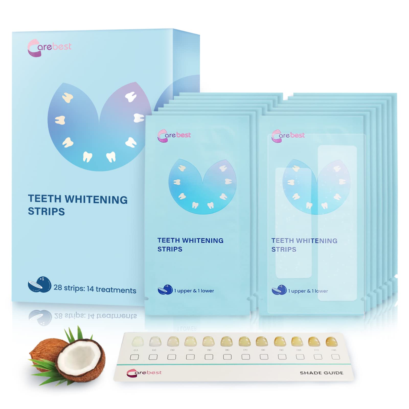 Carebest Teeth Whitening Strips kit packaging and components